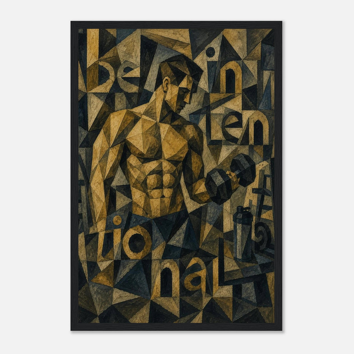 The Intentional Lifter – krachttraining poster in Picasso-stijl met lijst – afbeelding 5