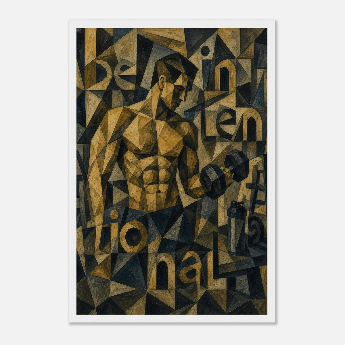 The Intentional Lifter – krachttraining poster in Picasso-stijl met lijst – afbeelding 6
