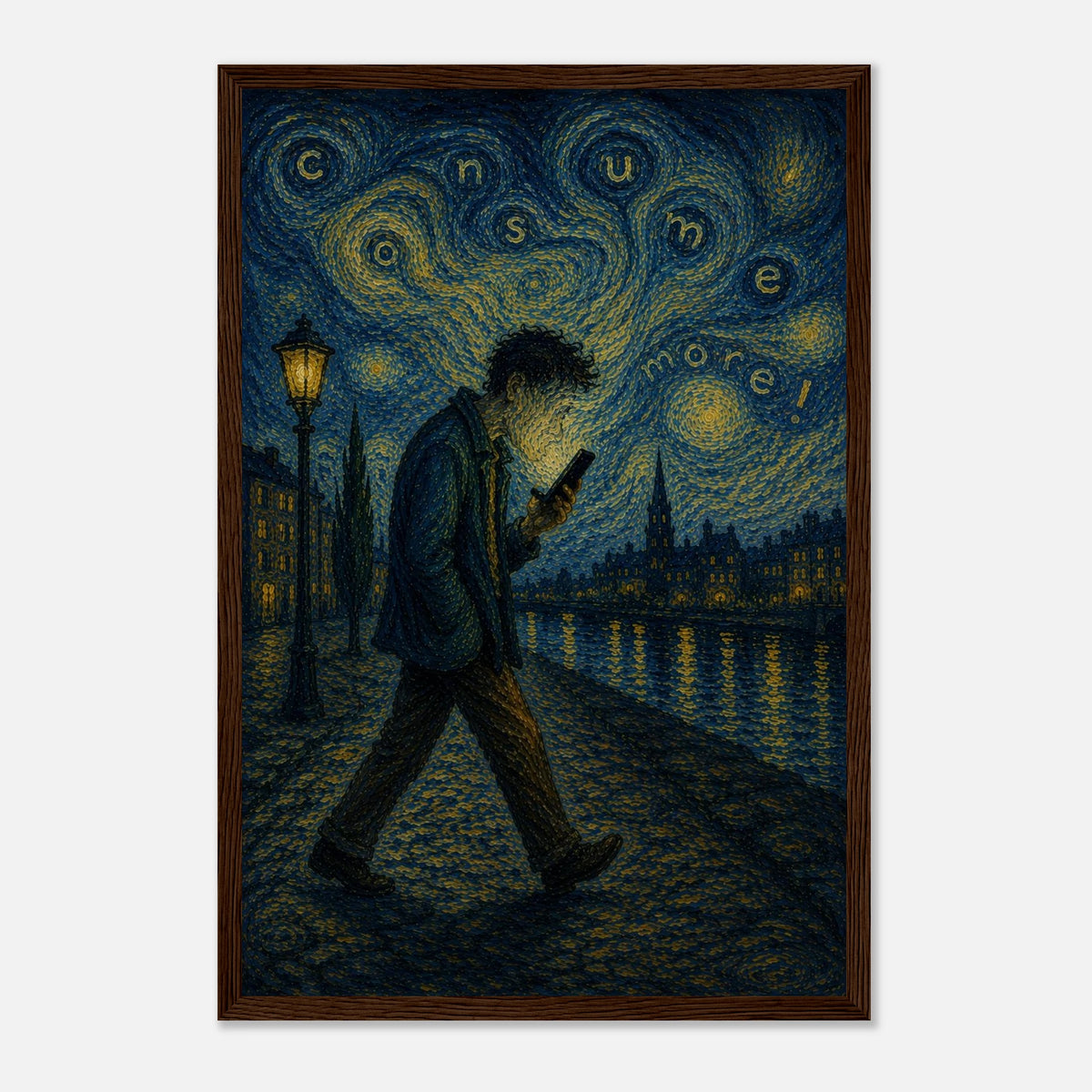 The Starry Consumer – sterrennacht poster met lijst