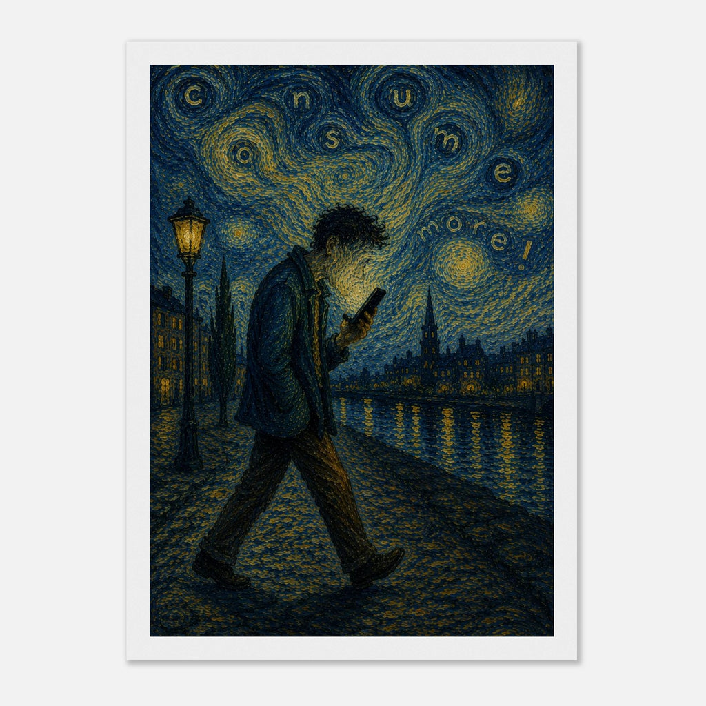 The Starry Consumer – sterrennacht poster met lijst – afbeelding 4