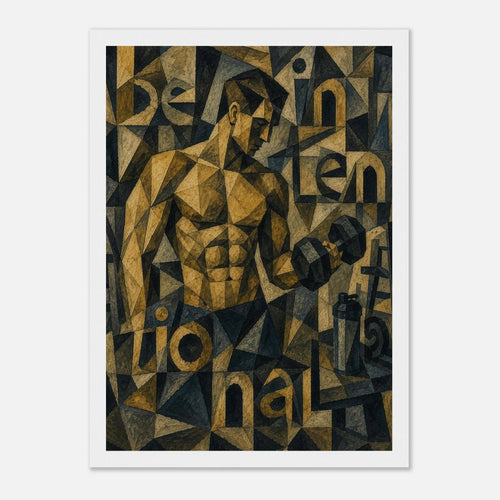 The Intentional Lifter – krachttraining poster in Picasso-stijl met lijst – afbeelding 2